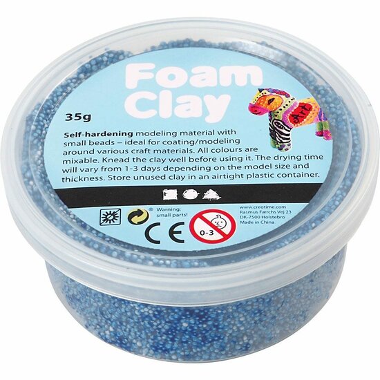 Klei - Blauw Glitter Boetseerklei - Kinder Klei - Foam Clay - Lichtgewicht Klei - Air Dry Clay - Klei Met Styropor Balletjes - Zelfhardende Klei - 35 gram