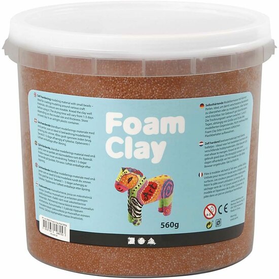 Klei - Bruine Boetseerklei - Kinder Klei - Foam Clay - Lichtgewicht Klei - Air Dry Clay - Klei Met Styropor Balletjes - Zelfhardende Klei - 560 gram