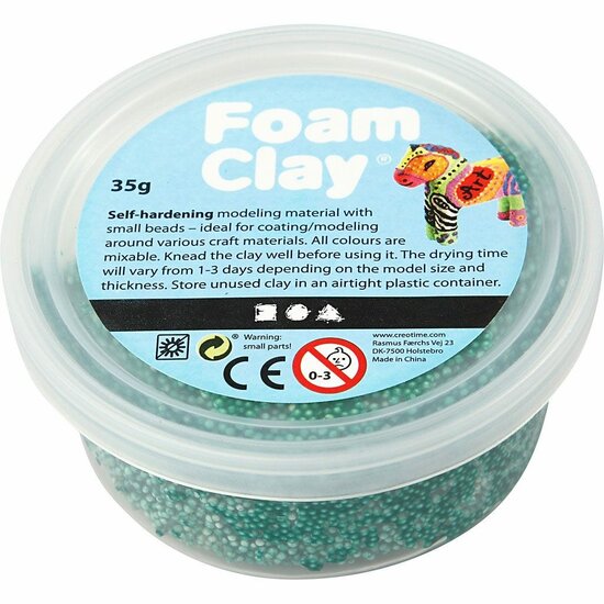 Klei - Donkergroene Boetseerklei - Kinder Klei - Foam Clay - Lichtgewicht Klei - Air Dry Clay - Klei Met Styropor Balletjes - Zelfhardende Klei - 35 gram
