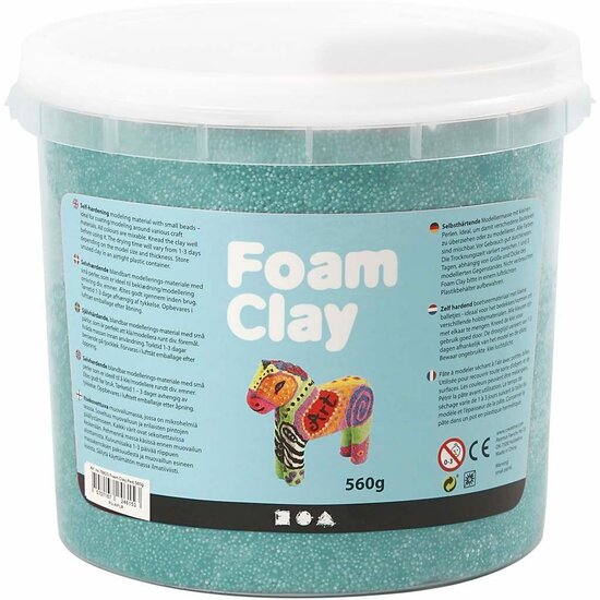 Klei - Donkergroene Boetseerklei - Kinder Klei - Foam Clay - Lichtgewicht Klei - Air Dry Clay - Klei Met Styropor Balletjes - Zelfhardende Klei - 560 gram