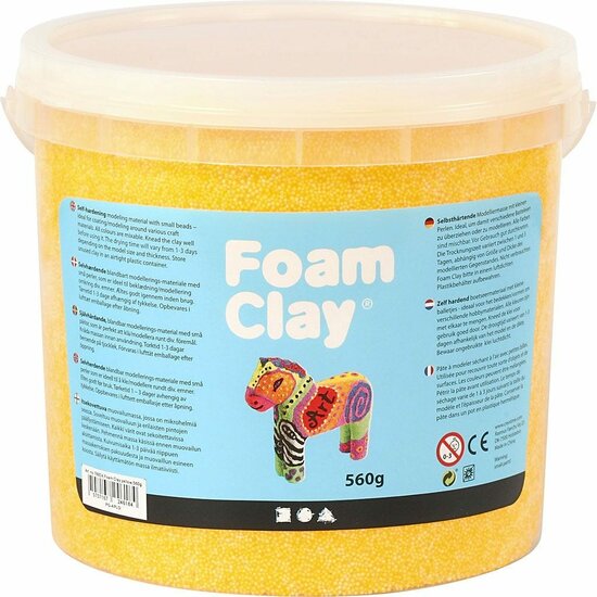 Klei - Geel Boetseerklei - Kinder Klei - Foam Clay - Lichtgewicht Klei - Air Dry Clay - Klei Met Styropor Balletjes - Zelfhardende Klei - 560 gram