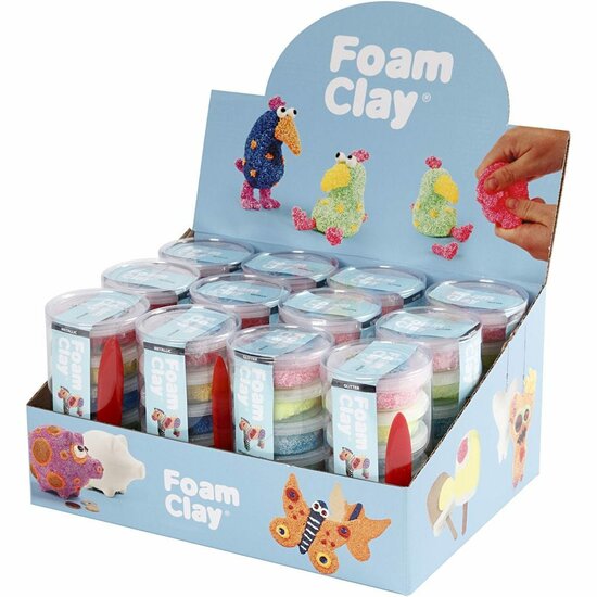 Klei - Assortiment Kleuren Boetseerklei - Kinder Klei - Foam Clay - Lichtgewicht Klei - Air Dry Clay - Klei Met Styropor Balletjes - Zelfhardende Klei - 12 sets