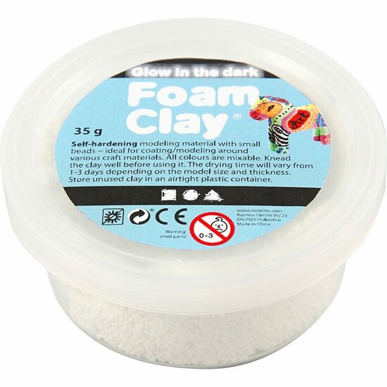 Klei - Glow-in-the-dark Boetseerklei - Kinder Klei - Foam Clay - Lichtgewicht Klei - Air Dry Clay - Klei Met Styropor Balletjes - Zelfhardende Klei - 35 gram