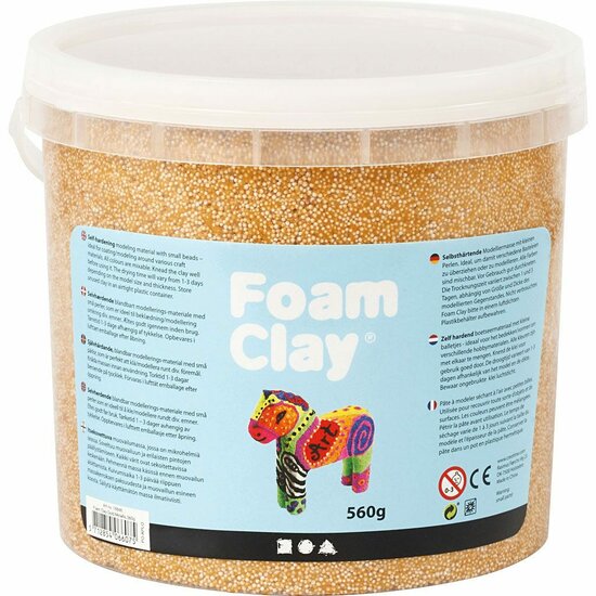 Klei - Goud Metallic Boetseerklei - Kinder Klei - Foam Clay - Lichtgewicht Klei - Air Dry Clay - Klei Met Styropor Balletjes - Zelfhardende Klei - 560 gram