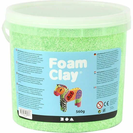Klei - Neon Groen Boetseerklei - Kinder Klei - Foam Clay - Lichtgewicht Klei - Air Dry Clay - Klei Met Styropor Balletjes - Zelfhardende Klei - 560 gram