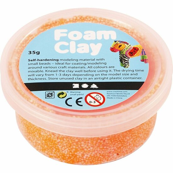 Klei - Neon Oranje Boetseerklei - Kinder Klei - Foam Clay - Lichtgewicht Klei - Air Dry Clay - Klei Met Styropor Balletjes - Zelfhardende Klei - 35 gram