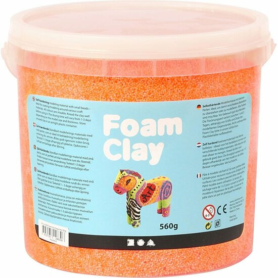 Klei - Neon Oranje Boetseerklei - Kinder Klei - Foam Clay - Lichtgewicht Klei - Air Dry Clay - Klei Met Styropor Balletjes - Zelfhardende Klei - 35 gram