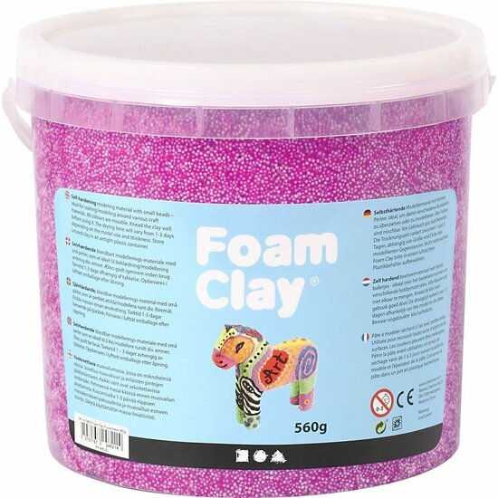 Klei - Neon Paars Boetseerklei - Kinder Klei - Foam Clay - Lichtgewicht Klei - Air Dry Clay - Klei Met Styropor Balletjes - Zelfhardende Klei - 560 gram
