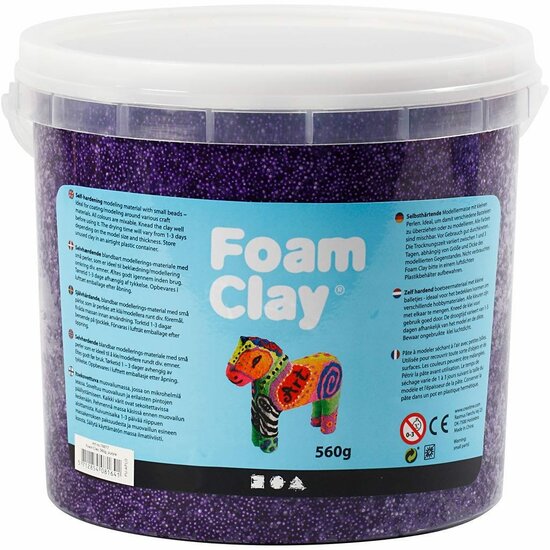 Klei - Paarse Boetseerklei - Kinder Klei - Foam Clay - Lichtgewicht Klei - Air Dry Clay - Klei Met Styropor Balletjes - Zelfhardende Klei - 560 gram
