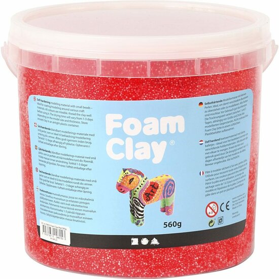 Klei - Rood Boetseerklei - Kinder Klei - Foam Clay - Lichtgewicht Klei - Air Dry Clay - Klei Met Styropor Balletjes - Zelfhardende Klei - 560 gram