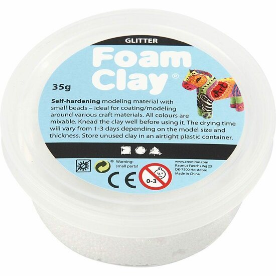 Klei - Glitter Boetseerklei - Kinder Klei - Foam Clay - Lichtgewicht Klei - Air Dry Clay - Klei Met Styropor Balletjes - Zelfhardende Klei - 35 gram