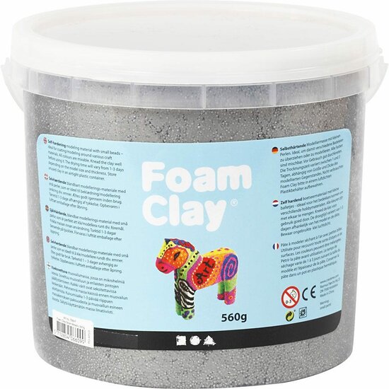 Klei - Zilver Metallic Boetseerklei - Kinder Klei - Foam Clay - Lichtgewicht Klei - Air Dry Clay - Klei Met Styropor Balletjes - Zelfhardende Klei - 560 gram