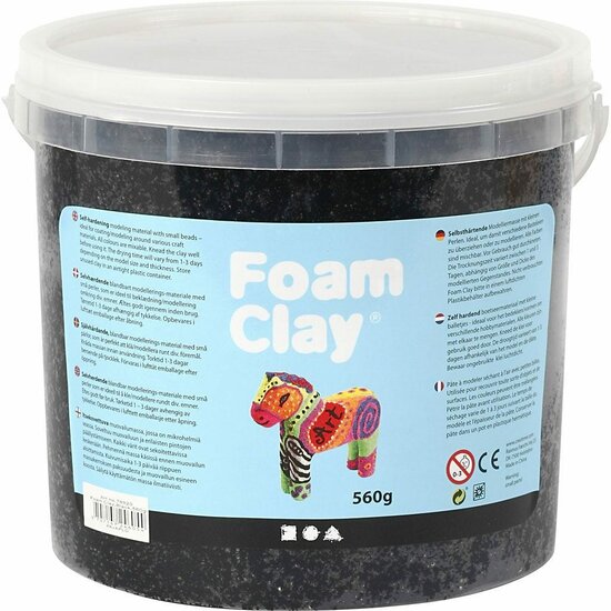 Foam Clay¨ - Zelfhardende Klei - Boetseerklei Met Stryropor Balletjes - Luchtige Klei - Zwart - 560 gram - 1 Stuk
