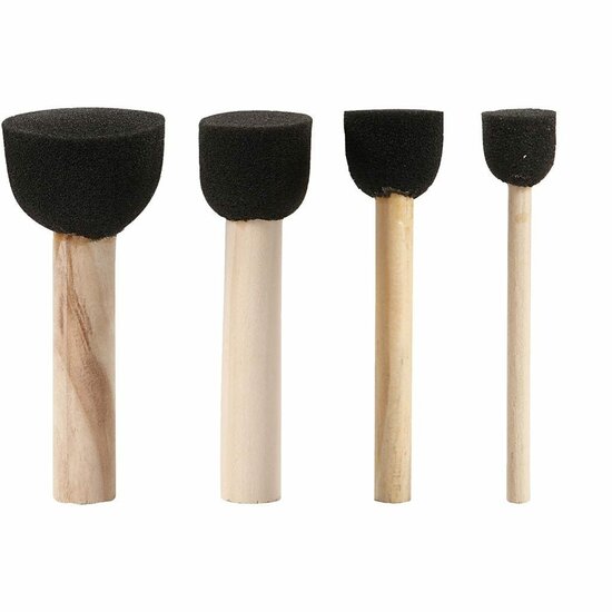 Foam Tamponeerstokjes - Set van 4 Stuks - Ideaal voor Stippen, Tamponeerwerk & Schildertechnieken - Onmisbaar voor Knutselen & Hobby - Ø 13, 20, 25, 35 mm