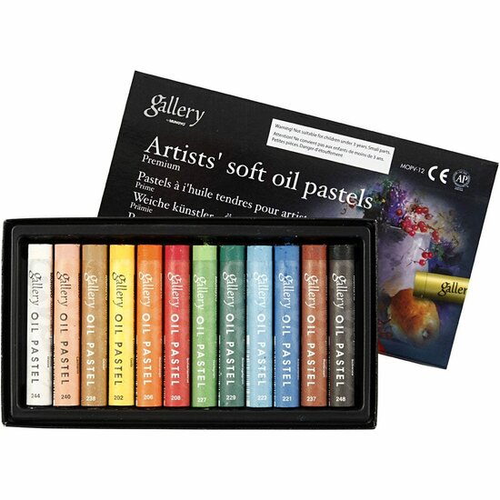 Oliekrijt - Diverse Kleuren - Oliepastel - Oliekrijtjes - Waxpastels - Vette Krijtjes - Kleuren - Tekenen - Schilderen - Gallery Oil Pastels - Hoge Pigmentconcentratie - 12 Stuks