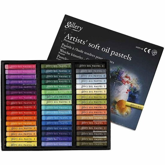 Oliekrijt - Diverse Kleuren - Oliepastel - Oliekrijtjes - Waxpastels - Vette Krijtjes - Kleuren - Tekenen - Schilderen - Gallery Oil Pastels - Hoge Pigmentconcentratie - 48 Stuks
