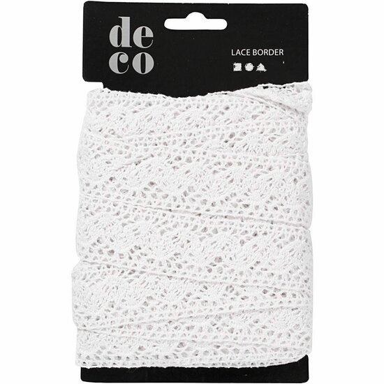Gehaakt Kanten Lint - Wit Katoenen Rustiek Lint - DIY Decoratie Accessoire - Breedte 30 mm - Lengte 10 meter - 1 rol - Vintage Stijl - Handwerk Lint - Bruiloftsdecoratie