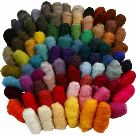 Gekaarde Wol Assortiment - 86 Kleuren, 10 gr per Kleuren, 1 Set