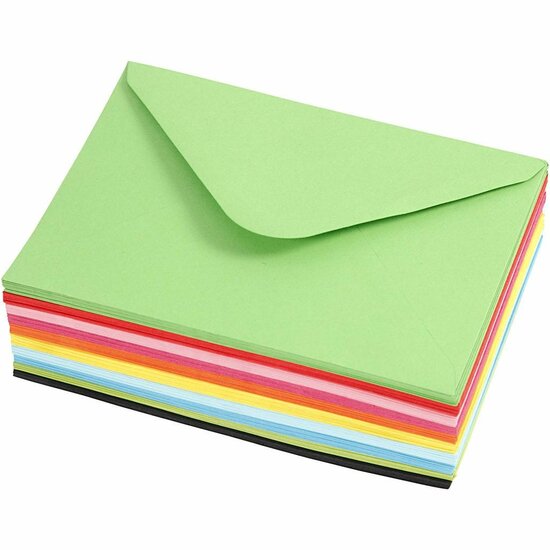 Gekleurde Enveloppen - Luxe Kleurenmix - Klassieke Post- & Cadeau Enveloppen - Met Gomsluiting Voor Veilig Verzegelen - A6 Formaat - 11,5x16cm - 80g - 10x10 Stuks