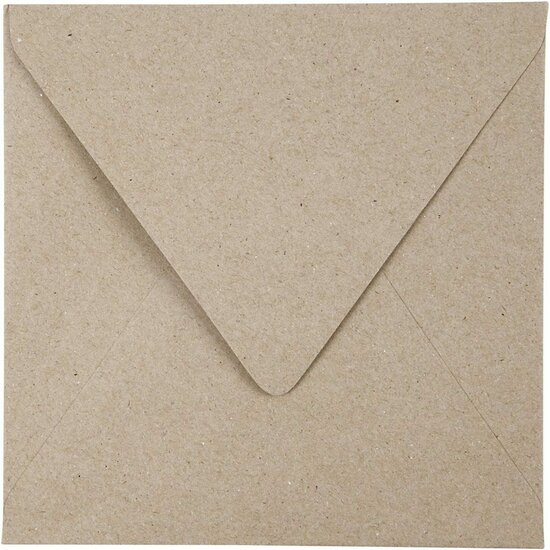 Gerecyclede Envelop - Natuurlijke Enveloppen - Vierkante Enveloppen - Milieuvriendelijke Enveloppen - DIY Enveloppen - Hobby Knutselmateriaal - Decoratieve Enveloppen - 16x16cm - 120gr - 50 Stuks