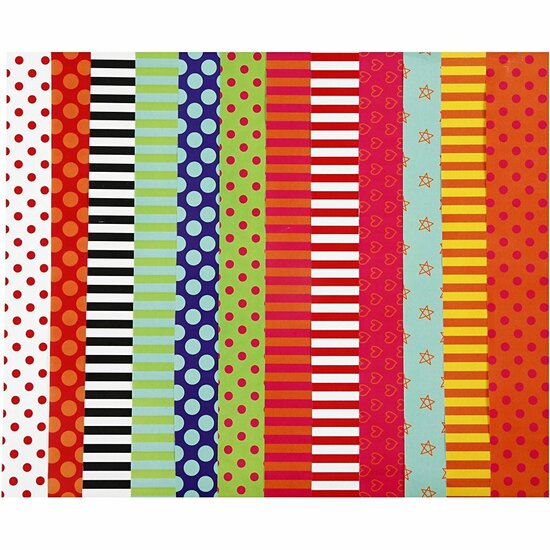 Glanspapier - Diverse Kleuren - Patroon Design - Decoratief Papier - DIY & Knutselen - 32x48 cm - 80 grams - 100 Vellen