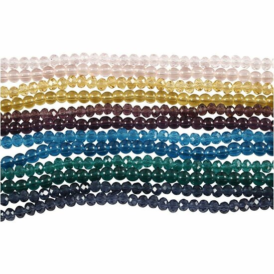 Facet Kralen – Glaskralen - Glaskralen - Kleine Glaskralen – Kristallen Kralen – Doorzichtige Kralen – DIY Sieraden – Geslepen Kralen – Hobby Kralen – Kralen Voor Sieraden Maken – 4mm – Multi – 540 St