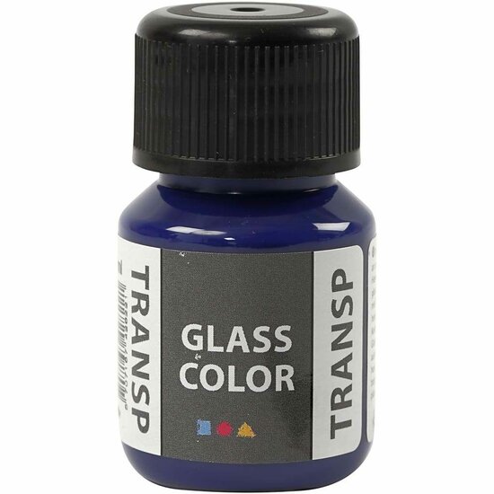 Glasverf - Transparant - Briljant Blauw - Porseleinverf voor Glas, Plastic en Porselein - Waterbasis Verf - 30ml - Creatieve Materialen - Handafwasbaar na Bakken