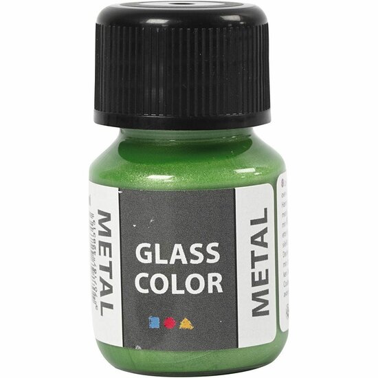 Glas- & Porseleinverf - Metallic Groen - Glaslak & Keramiekverf - Acryl Verf voor Glas, Servies & Aardewerk - Verf Voor Glas - Verf Voor Porselein - 30ml