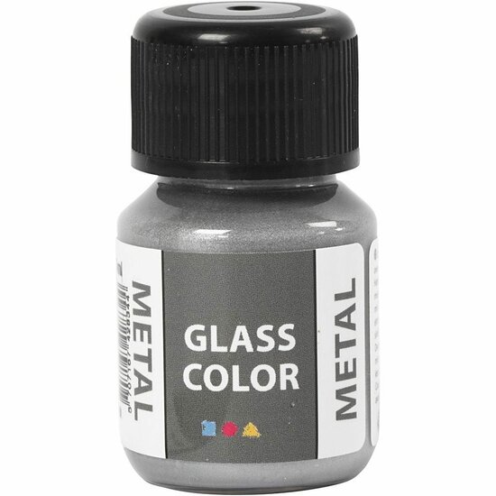 Glasverf en Porseleinverf in Metallic Zilverkleurig voor Creatieve Projecten – Waterbasis Verf voor Glas en Porselein 30ml – Perfect voor Decoraties en Cadeaus
