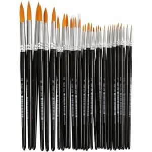 Gold Line Penselen - Professionele Verfkwasten - Nylon Haren - Acryl, Olieverf, Waterverf - Kwastenset - Kunstschilders Penselen - Rond Penseel - Afm. 0, 1, 2, 4, 8, 12, 18, 22 - 1,5-8mm - 12 Stuks