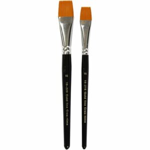 Gold Line Penselen - Professionele Plat Penselen - DIY Penselen - Hobby Schilderpenselen - Nylon Penselen Voor Decoratie - Grote Penselen Set - Lengte 19-20cm - Breedte 17-24mm - 2 Stuks