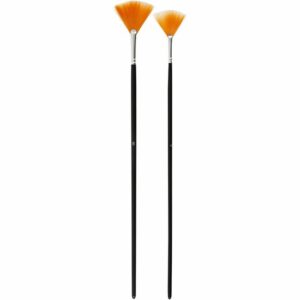 Gold Line Waaierpenselen - Nylon Haren - Fijne Schilderkwasten - Maten 4 & 8 - Ideaal voor Aquarel, Zijdeschilderen & Effecten in Acrylverf - Lange, Zwart Gelakte Stelen - Set van 2