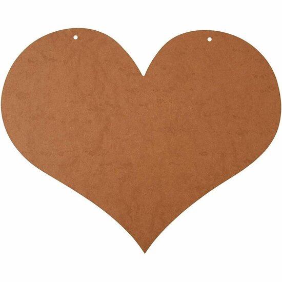 Hart - Groot Hangend MDF Hart - Perfect Voor DIY, Knutselen & Wanddecoratie - Met Ophanggaatjes Voor Eenvoudig Bevestigen - 50x40cm - Dikte 5mm - 1 Stuk