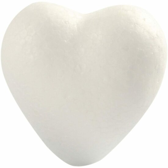 Harten - Witte Styropor Harten - Lichtgewicht Polystyreen Voor Knutselprojecten, Feestdecoratie & DIY - Makkelijk Te Verven & Versieren - H: 6cm - 5 Stuks