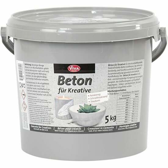 Hobbybeton - Betonpoeder Voor Creatieve Toepassingen - DIY Gietbeton - Beton Voor Sculpturen - Creatief Beton - Gewicht 5000 Gram - 1 Doos
