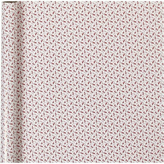 Inpakpapier, rood, wit, trompet, B: 70 cm, 80 gr, 4 m/ 1 rol