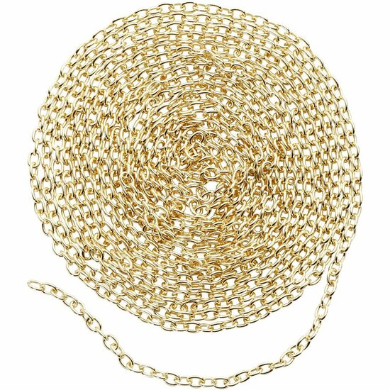 Jasseron Ketting - Vergulde Sieradenketting - Jasseron Schakelketting - Verguld Metaal Ketting - DIY Sieraden Maken - Ketting Voor Armbanden En Kettingen - Schakelketting Breedte 2mm - Lengte 2m