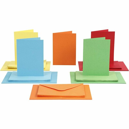 Kaarten En Enveloppen - Kaartenset - Dubbelzijdige Kaarten - DIY - Kaarten Maken - Diverse Kleuren - 10,5x15cm - 220 Gram - Envelop: 11,5x16,5cm - 50 Sets