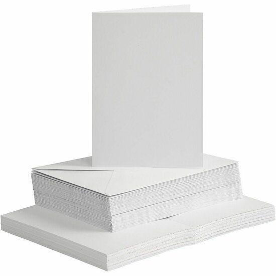 Kaarten En Enveloppen - Kaartenset - Dubbelzijdige Kaarten - DIY - Kaarten Maken - Wit - 10,5x15cm - 240 Gram - Envelop: 11,5x16,5cm - 50 Sets