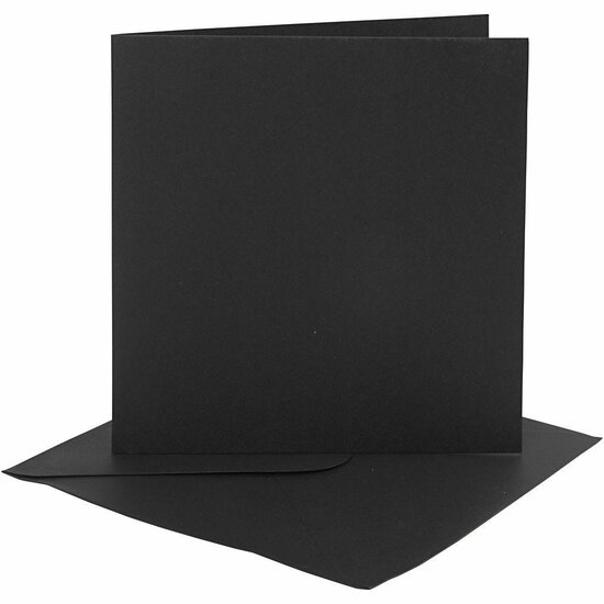 Kaarten En Enveloppen - Kaartenset - DIY - Kaarten Maken - Zwart - Kaart: 15,2x15,2 cm 230 Gram - Envelop: 16x16 cm 120 Gram - 4 Sets