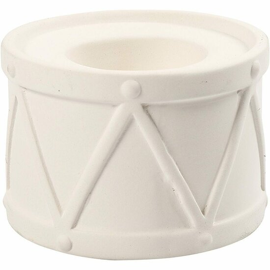 Terracotta Kandelaar - Witte Terracotta Waxinelichthouder - Kandelaar Voor Kaarsen - DIY Kandelaar Decoratie - H: 6,6 cm, D: 9,3 cm - 2 Stuks