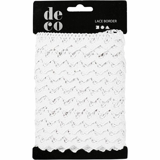 Kanten Lint - Wit Rustiek Gehaakt Lint - DIY Decoratie Voor Knutselprojecten - Breedte 19 mm - Lengte 10 meter - 1 rol - Vintage Lint - Bruiloftsdecoratie - Handwerkaccessoires
