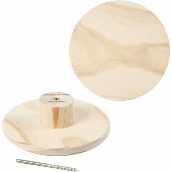 Kapstok Haak - Rond - 4,5 cm Diameter - 15 cm Breed - Licht Hout - Inclusief Ophangbeslag - Stijlvolle Wandhaak voor DIY Interieurdecoratie