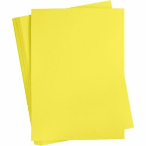 Geel Karton 180 Grams - Felgeel A2 Karton - Hobbykarton - Stevig Papier - A2 Papier 180 grams - Knutselpapier Knutselkarton - 42x59,4 cm - 100 Vellen