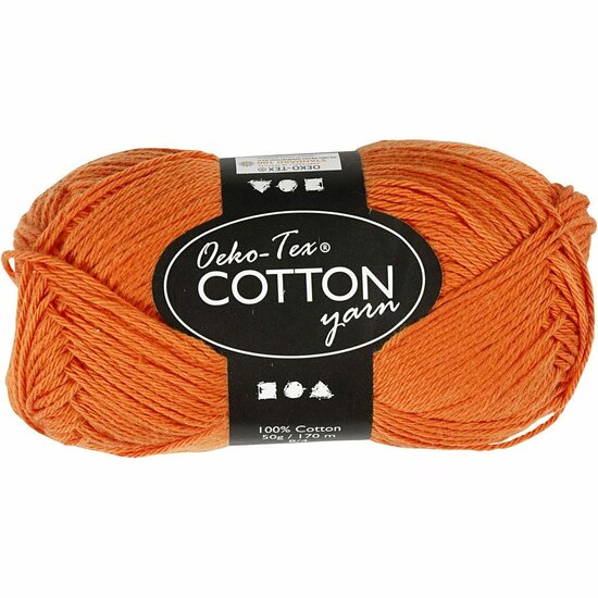Katoengaren Oranje - Haken & Breien - 100% Katoen Garen - Gecertificeerd Garen - Handwerk Garen - Kleurvast Garen - Milieuvriendelijk Garen - L 170 m - 50 gr - 1 Bol