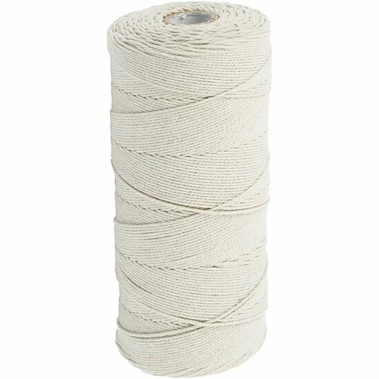 Dun Katoenkoord Naturel - Hobby Macramé Koord - Fijn Getwijnd Koord voor Sieraden Maken, DIY Knutselprojecten & Decoratie - 315 m - 1 mm Dikte - 220 gr