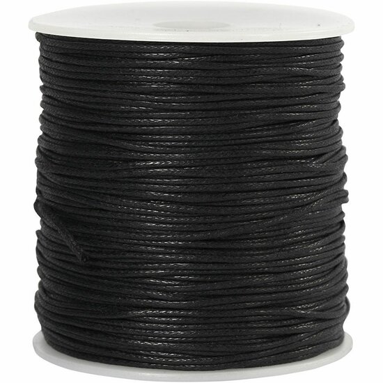 Stevig Zwart Katoenkoord - Gewaxed Macramé Touw - Geschikt voor DIY Hobbyprojecten, Sieraden Maken & Cadeau Inpakken - 1 mm Dikte - 100 m Rol