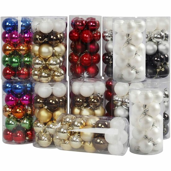Kerstballen Set – Onbreekbare Plastic Kerstballen 6 cm – 24 Packs van 20 Stuks – Assorti Harmonie Kleuren – Perfect voor Kerstversiering
