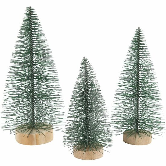 Kerstbomen, H: 10+13+14 cm, 3 stuk/ 1 doos