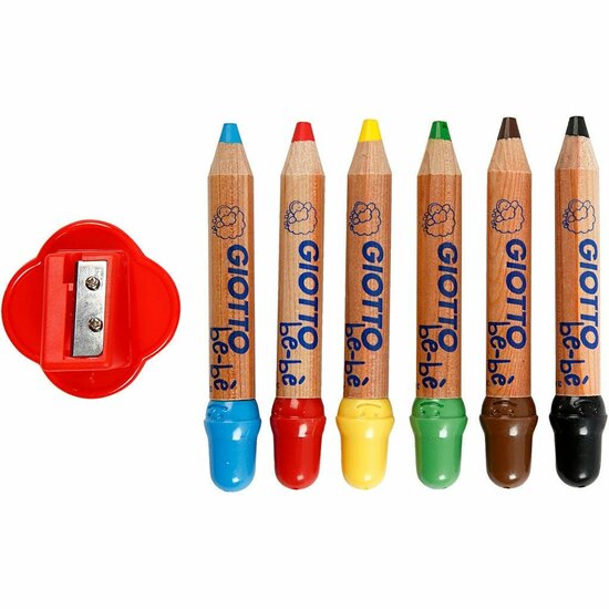 Kleurpotloden - Diverse Kleuren - L: 10,5 cm - Dikte 13 mm - Set van 6 Stuks - Kindvriendelijk